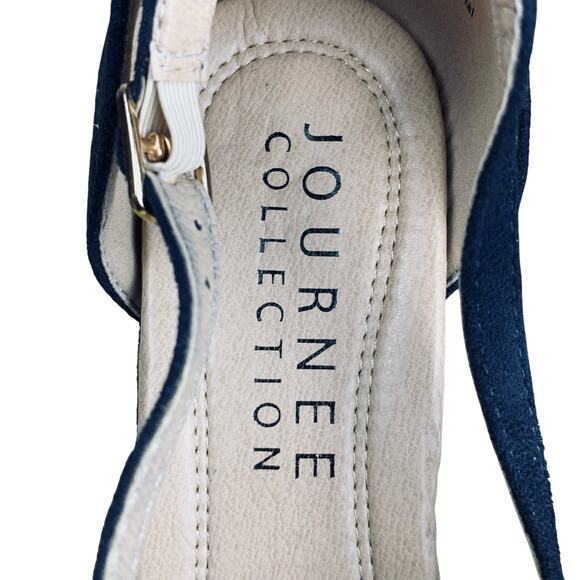 Journee Collection Foster Navy Faux Suede Block Heel Sandal Pump- Size 9 NWOT - Picture 8 of 10
